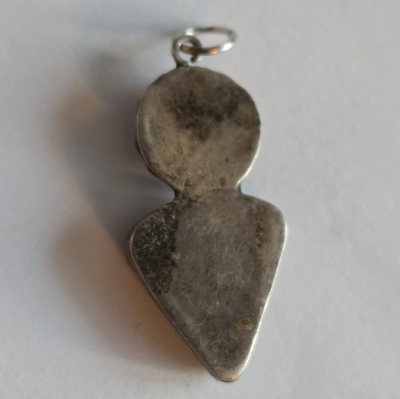 Vintage pendant charm Southwestern style concho silver tone turquoise color - Picture 7 of 10